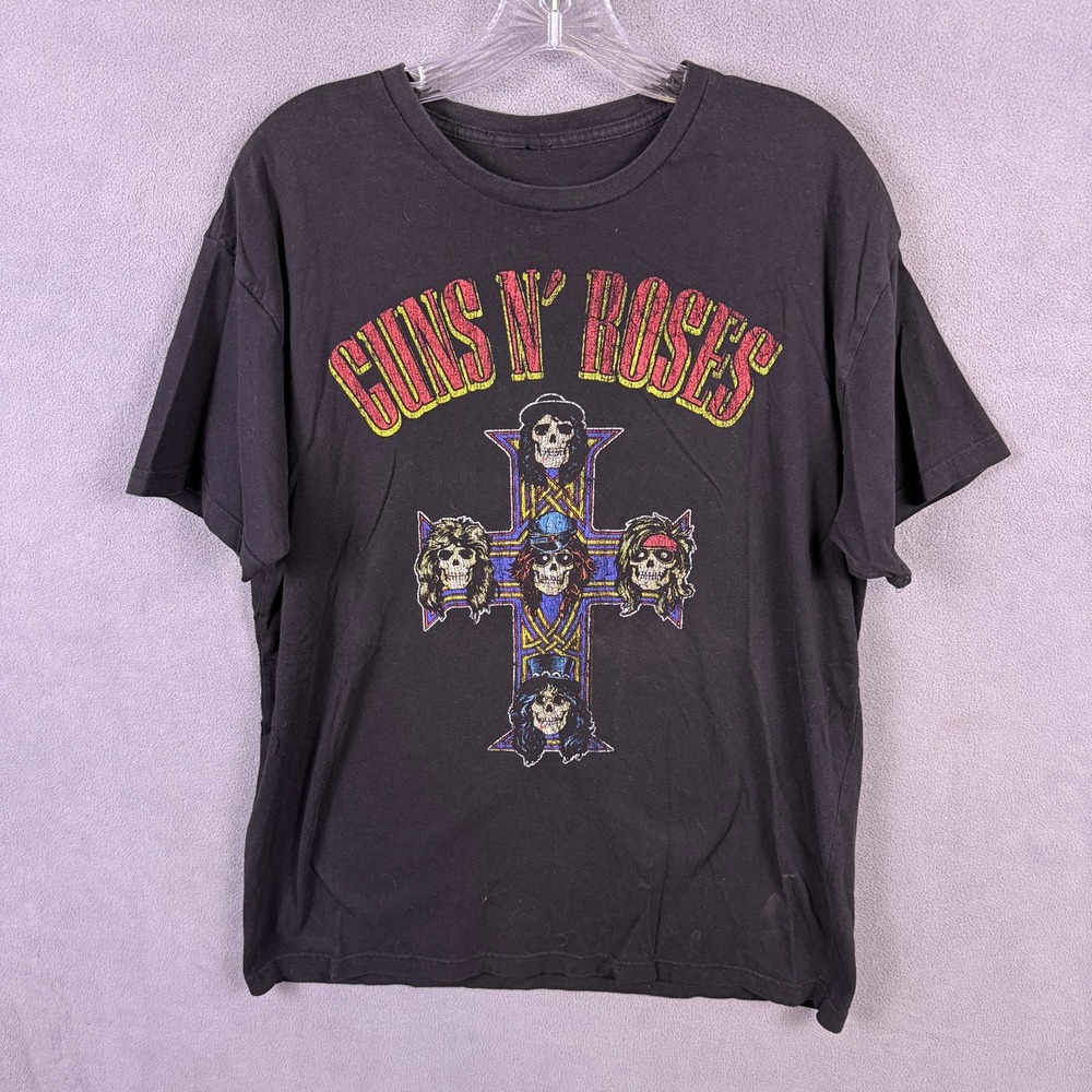 Y2K Guns N Roses Appetite For Destruction T Shirt Mens L Cross Skull Graphic
